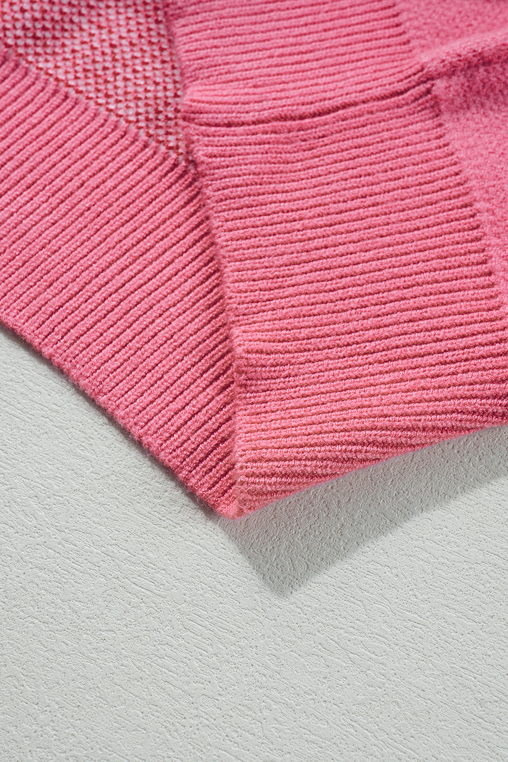 Pink Plus Size Love Heart Block Mock Neck Lantern Sleeve Valentine Sweater Plus Size Sweaters & Cardigans JT's Designer Fashion