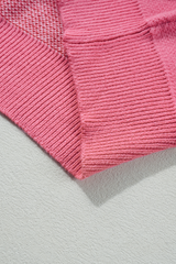 Pink Plus Size Love Heart Block Mock Neck Lantern Sleeve Valentine Sweater Plus Size Sweaters & Cardigans JT's Designer Fashion