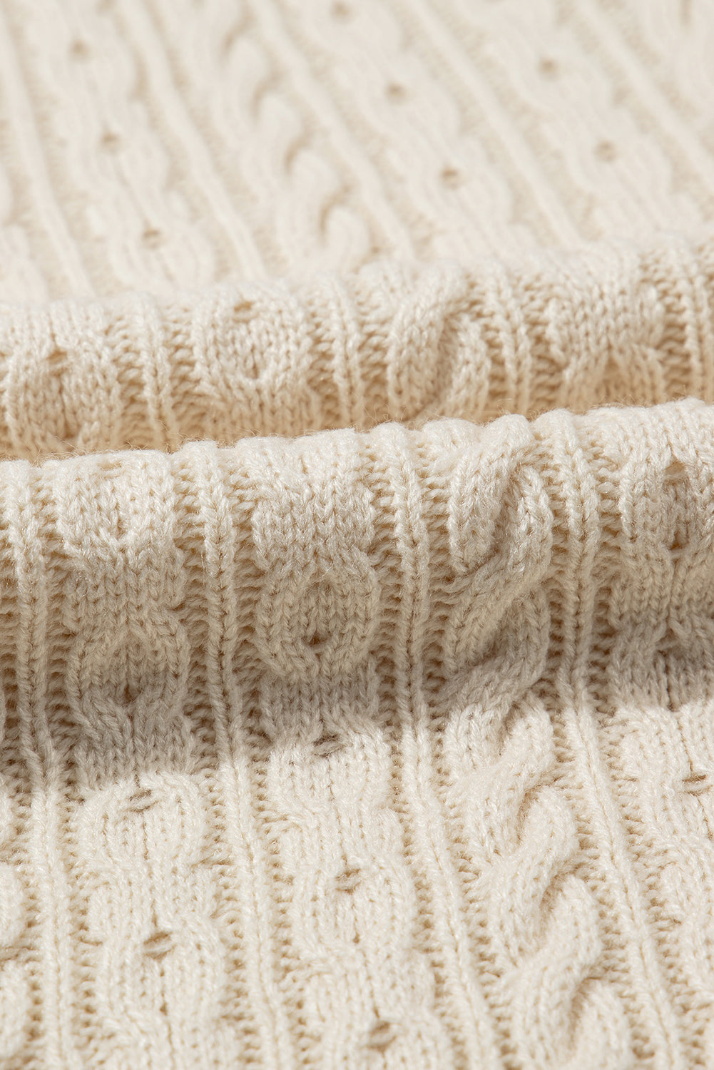 White Cable Knit Texture Uneven Hem Hooded Chic Cardigan Cardigans JT's Designer Fashion
