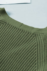 Green Bishop Sleeve Button V Neck Cardigan Sweater Cardigans JT's Designer Fashion