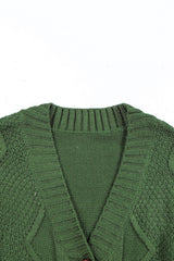 Green Front Pockets Buttons Textured Cardigan Sweaters & Cardigans JT's Designer Fashion