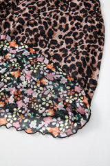 Brown Leopard Floral Reversible Ruffle Hem Maxi Skirt Skirts & Petticoat JT's Designer Fashion