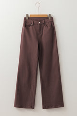 Coffee Loose Straight High Waist Solid Color Jeans Jeans JT's Designer Fashion