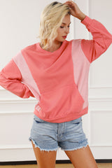 Contrast Patchwork Kangaroo Pocket Sweatshirt Sweatshirts & Hoodies JT's Designer Fashion
