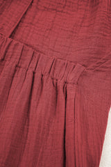 Red Clay Knotted Back Strap Cotton Bib Jumpsuit Jumpsuits & Rompers JT's Designer Fashion