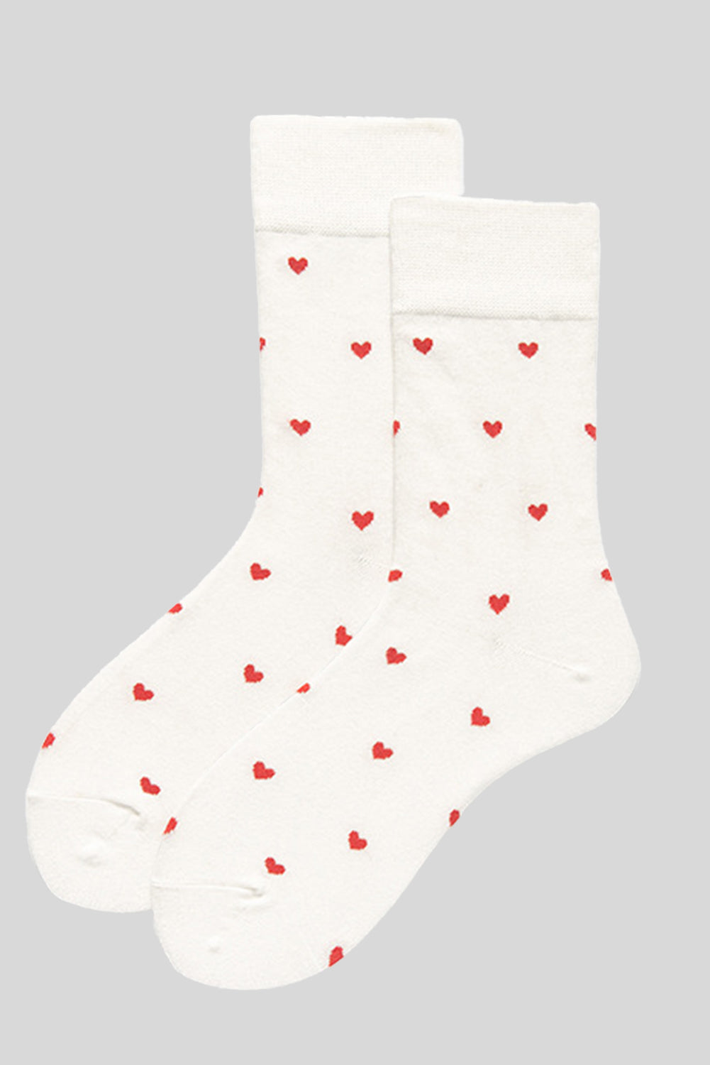 White Valentines Heart Pattern Cotton Socks Socks JT's Designer Fashion