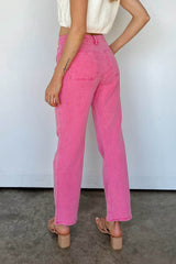 Pink Ankle-length Flare Leg Raw Hem Jeans Jeans JT's Designer Fashion