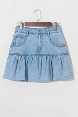 Myosotis Bubble Hem Denim Mini Skirt Skirts & Petticoat JT's Designer Fashion