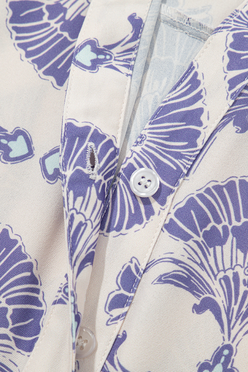 Sky Blue Printed Shirt Collar Half Button A-line Mini Dress Dresses JT's Designer Fashion