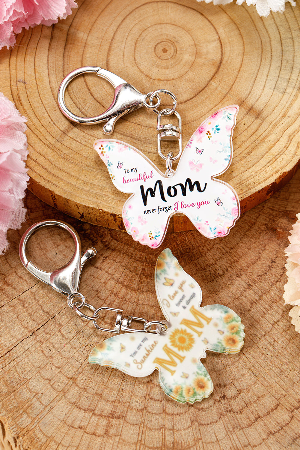 Yellow MOM Butterfly Shape Acrylic Keychain Other Accessories JT's Designer Fashion