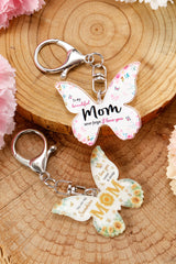 Yellow MOM Butterfly Shape Acrylic Keychain Other Accessories JT's Designer Fashion