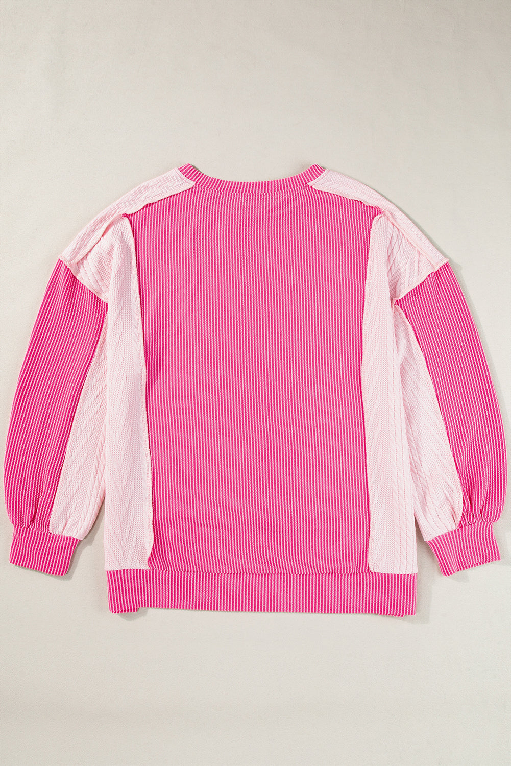 Bonbon Cable Knit Colorblock Exposed Seam Sweatshirt Sweatshirts & Hoodies JT's Designer Fashion