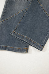 Sail Blue Exposed Stitching Loose Straight High Waist Jeans Jeans JT's Designer Fashion