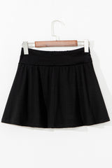 Black Wide Waistband Ruched Skort Casual Shorts JT's Designer Fashion