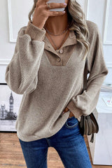 Jet Stream Color Contrast Ribbed Loose Fit Long Sleeve Top Long Sleeve Tops JT's Designer Fashion