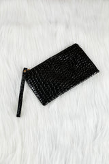 Black Crocodile Pattern Zipper Wristlet Wallet Handbags JT's Designer Fashion