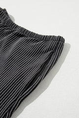 Carbon Grey Ribbed Textured Knit Loose Fit Tee and Shorts Set Short Sets JT's Designer Fashion