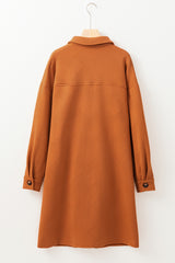 Gold Flame Textured Collared Drop Shoulder Buttoned Front Duster Coat Coats JT's Designer Fashion