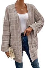 Delicacy Textured Knit Open Front Chic Cardigan with Pockets Cardigans JT's Designer Fashion