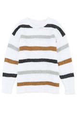 Striped Popcorn Knit Sweater Sweaters JT's Designer Fashion