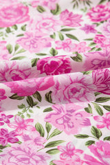 Pink Dainty Floral Smocked Puff Sleeve Flowy Long Dress Maxi Dresses JT's Designer Fashion