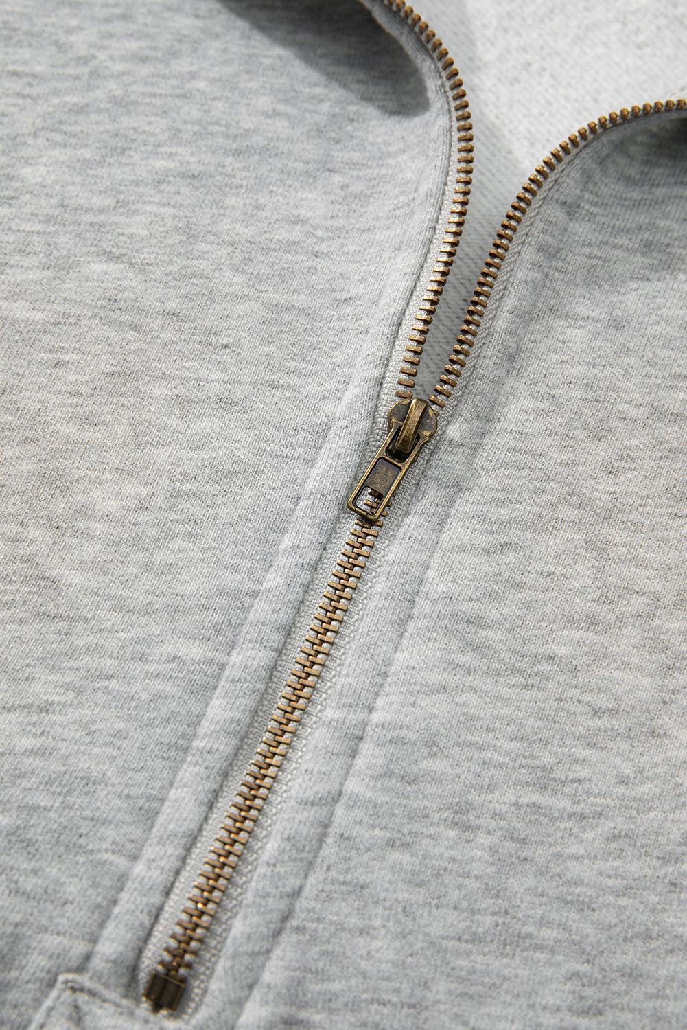 Light Grey Fleece Lined Half Zipper Kangaroo Pockets Loose Hoodie Sweatshirts & Hoodies JT's Designer Fashion
