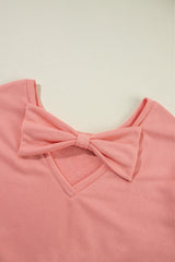 Pale Chestnut Bowknot Dewback Round Neck Sweatshirt Sweatshirts & Hoodies JT's Designer Fashion