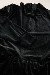 Black Velvet High Neck Tiered Ruffle Mini Dress Mini Dresses JT's Designer Fashion