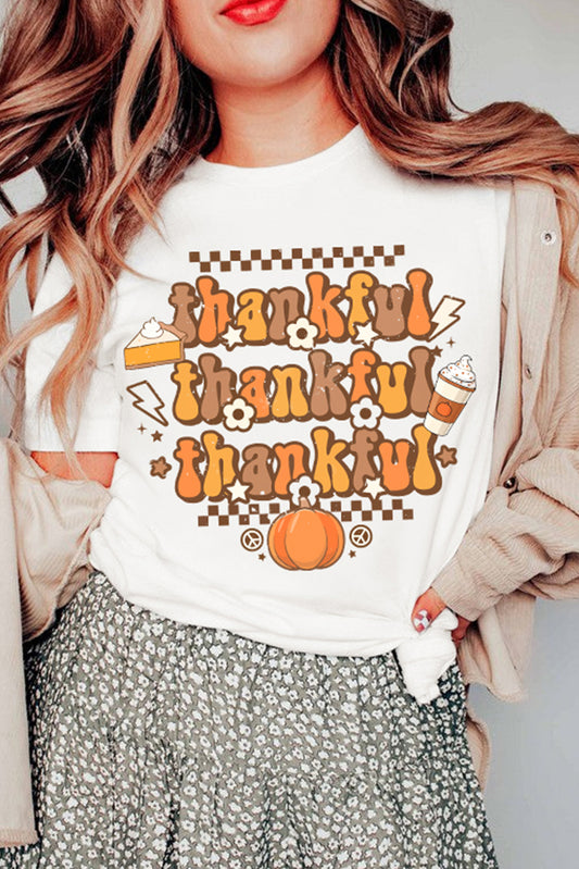 Khaki thankful Crew Neck Thanksgiving Graphic Tee Graphic Tees JT's Designer Fashion