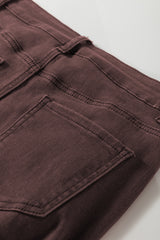 Coffee Loose Straight High Waist Solid Color Jeans Jeans JT's Designer Fashion