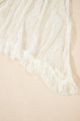Beige Lace Cascading Tiered High Waist Maxi Skirt Skirts & Petticoat JT's Designer Fashion