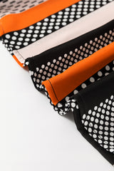 Orange Polka Dot Vertical Striped Printed Puff Sleeve Blouse Blouses & Shirts JT's Designer Fashion