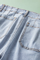 Beau Blue Acid Wash Contrast Edge Pocketed Cropped Jeans Jeans JT's Designer Fashion