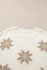 White Snowflake Christmas Tunic Sweater Sweaters JT's Designer Fashion