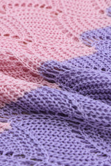 Pink Color Block Hollow Knitted Loose Sweater Sweaters JT's Designer Fashion