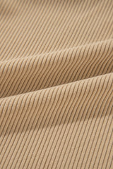Light French Beige Solid Frilled Flap Pocket Button Up Corduroy Shacket Jackets JT's Designer Fashion