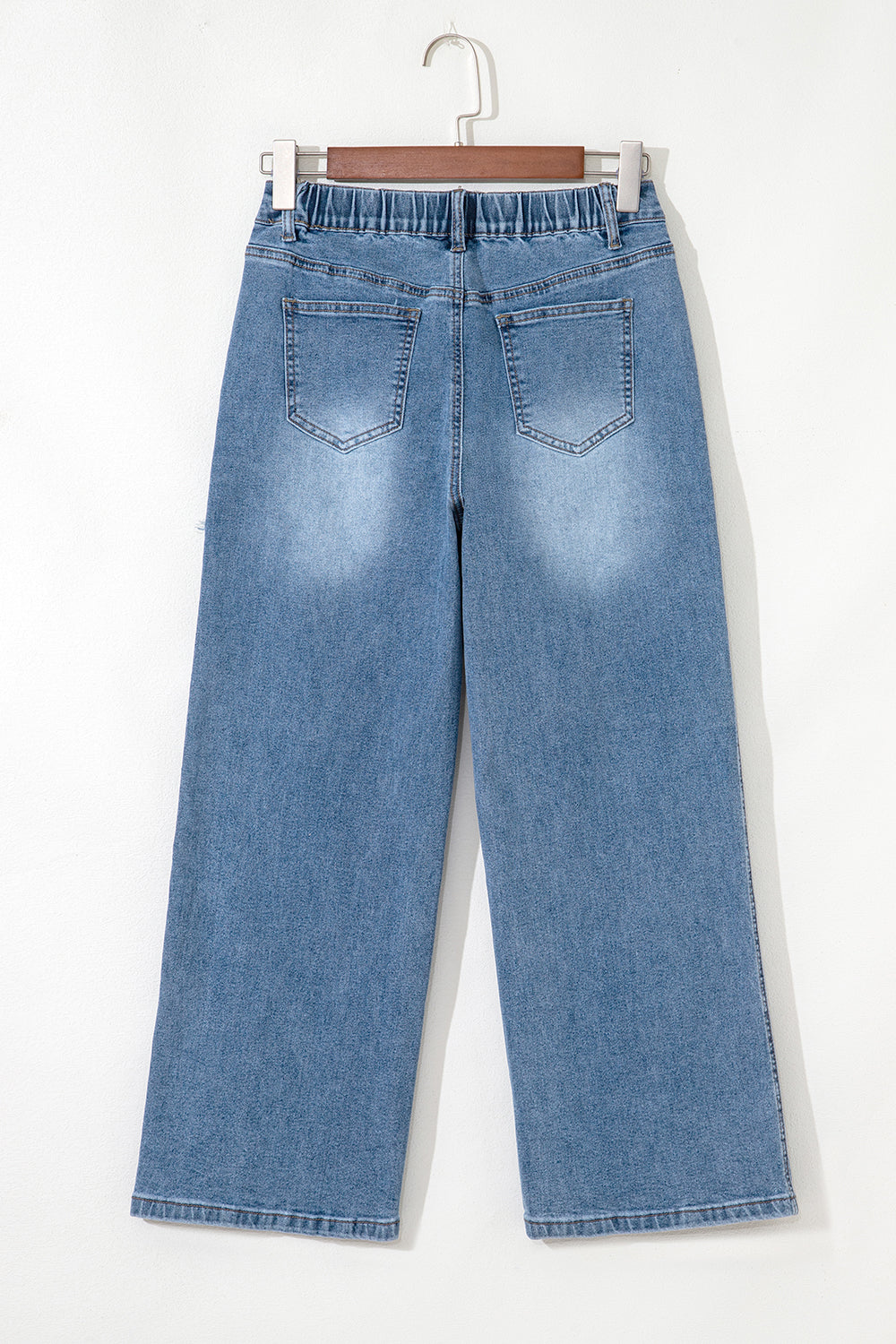 Stone Blue Star Patchwork Cropped Wide Leg High Waist Jeans Jeans JT's Designer Fashion