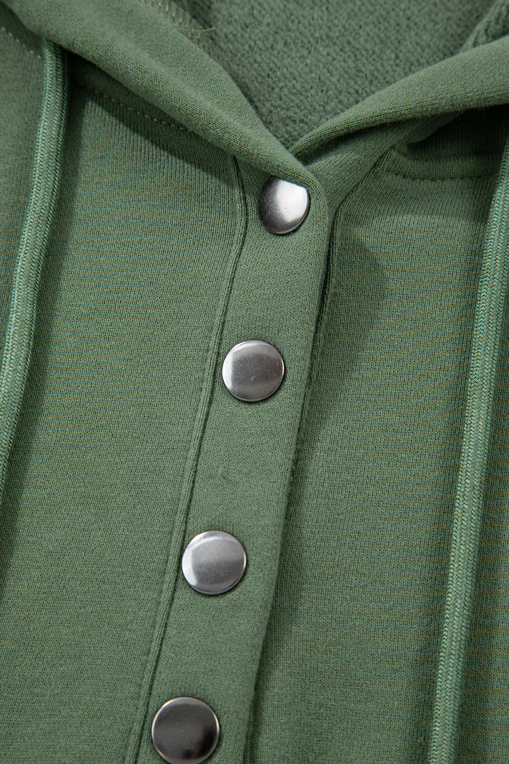 Mist Green Button Drawstring Hooded Pullover and Casual Short Set Short Sets JT's Designer Fashion