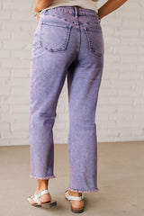 Orchid Petal Vintage Wash Frayed Hem Ankle-length Jeans Jeans JT's Designer Fashion