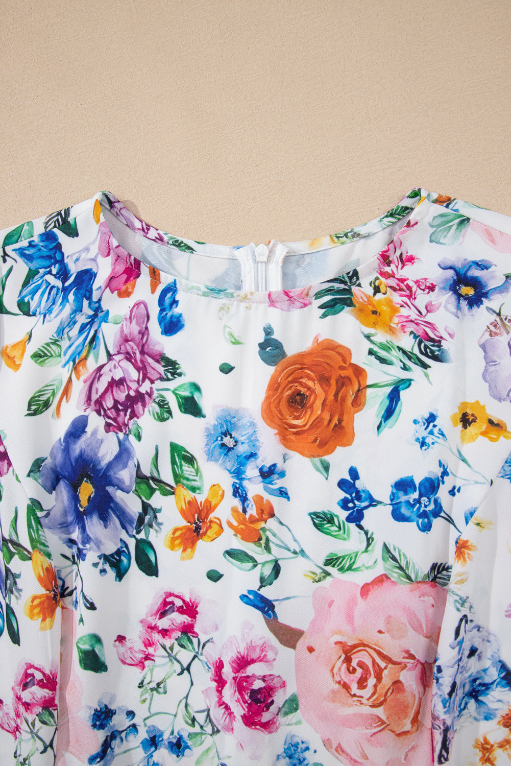 Sky Blue Vibrant Floral Print Cap Sleeve Mini Dress Floral Dresses JT's Designer Fashion