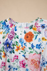 Sky Blue Vibrant Floral Print Cap Sleeve Mini Dress Floral Dresses JT's Designer Fashion