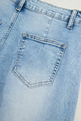 Beau Blue Flower Patched Light Wash Cropped High Waist Jeans Jeans JT's Designer Fashion