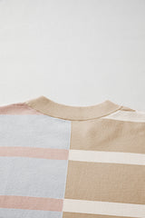 Khaki Stripe Colorblock Oversized Sweater Sweaters JT's Designer Fashion