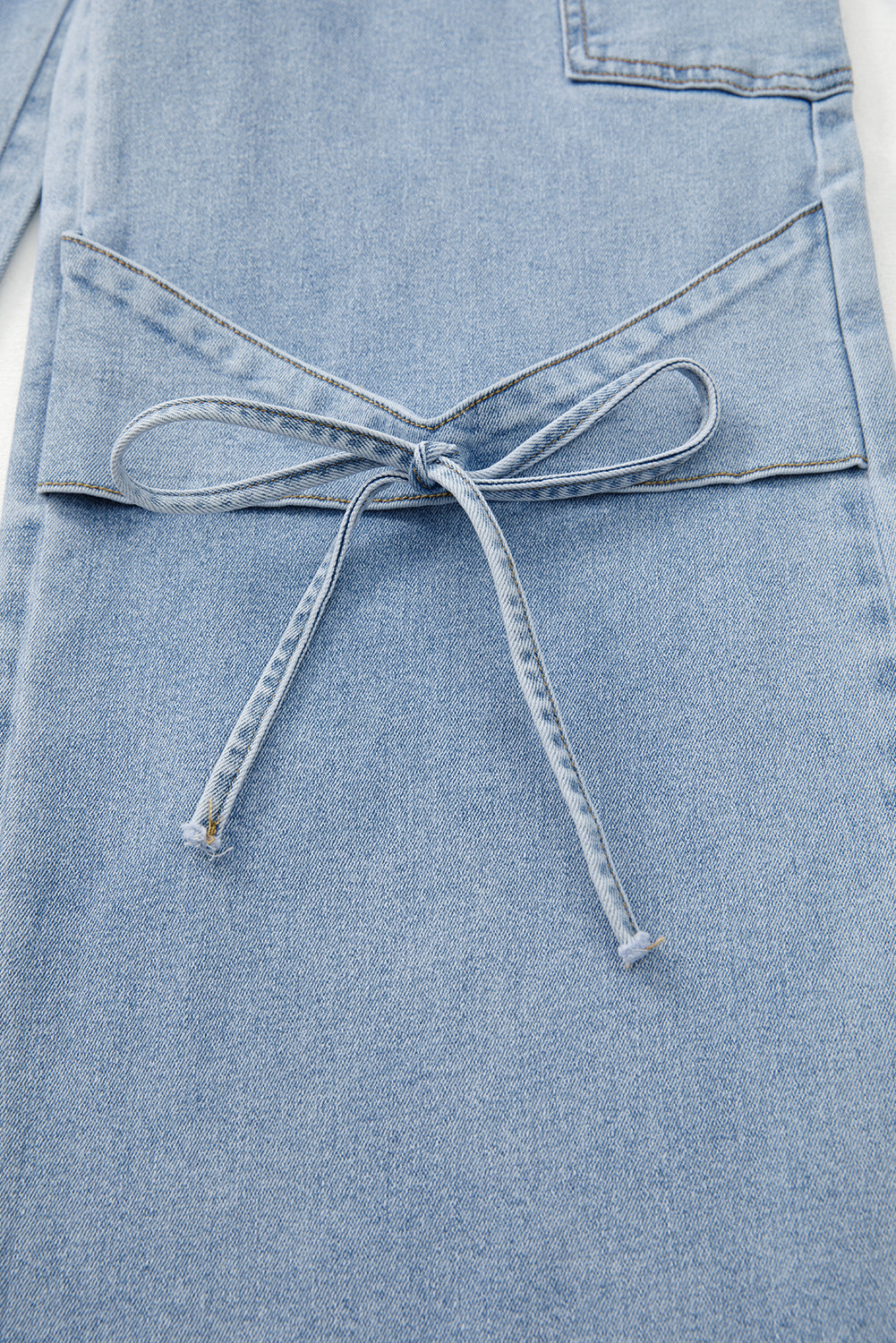 Beau Blue Bowknot Decor Boyfriend Cargo Jeans Jeans JT's Designer Fashion