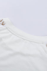 Beige Leopard Print Bubble Sleeve Top Long Sleeve Tops JT's Designer Fashion