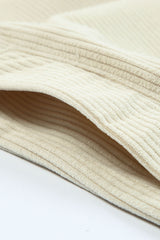 Beige Corduroy Shirt Style Full Button Long Sleeve Shift Mini Dress Mini Dresses JT's Designer Fashion