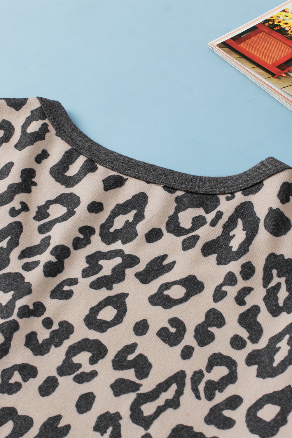 Multicolour Leopard Button V Neck Tee and Drawstring Shorts Set Short Sets JT's Designer Fashion