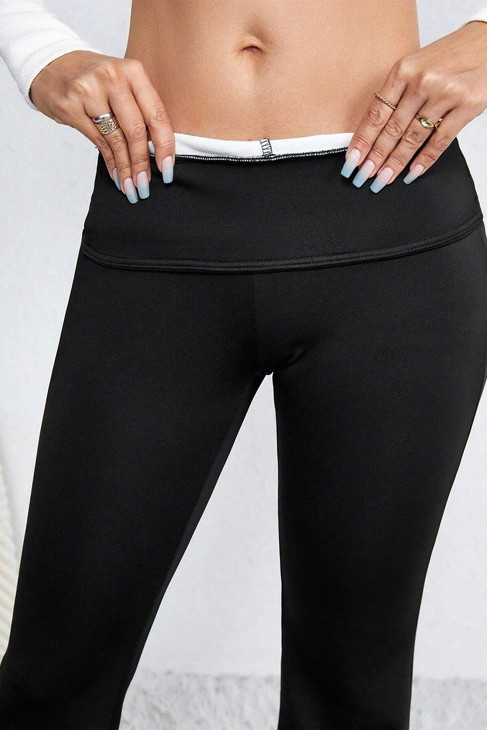 Black Thermal Lined Split Flare Leg Pants Pants & Culotte JT's Designer Fashion