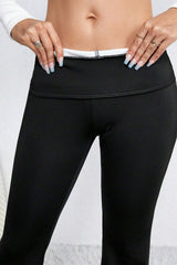 Black Thermal Lined Split Flare Leg Pants Pants & Culotte JT's Designer Fashion