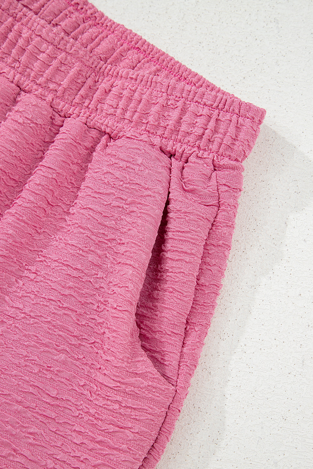 Pink Textured V Neck T Shirt and Shorts Set Short Sets JT's Designer Fashion